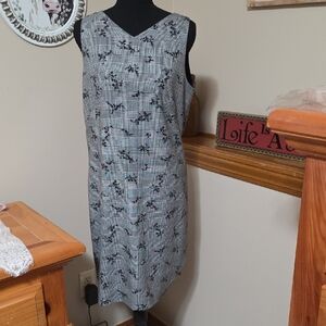 Ann Taylor Black and White Checkered Midi Dress